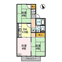 セジュール城東A棟 3DKの間取図画像