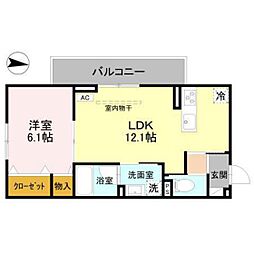 パルフェ 1LDKの間取図画像