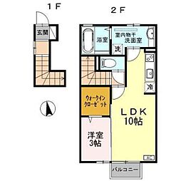 グレース姫野 1LDKの間取図画像