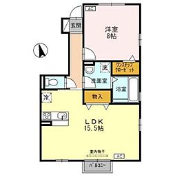D-room手崎 1LDKの間取図画像