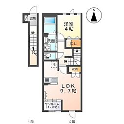 メゾンリ・イル2 1LDKの間取図画像