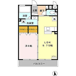 ルナリエK 1LDKの間取図画像