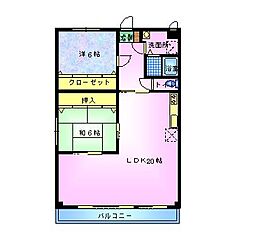 ヴェル・ルーフ大島 2LDKの間取図画像