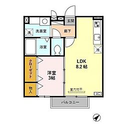 モナリエ中川 1LDKの間取図画像