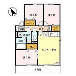 リビングタウン中川栄町A 3LDKの間取図画像