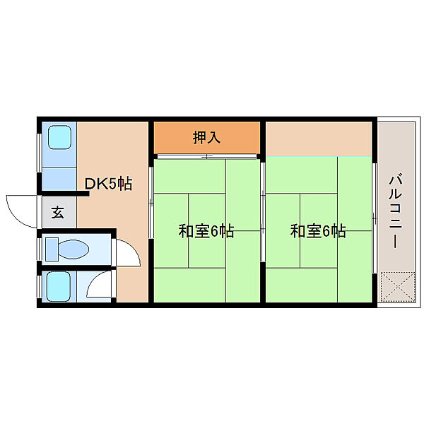 平和マンション ｜奈良県奈良市肘塚町(賃貸マンション2K・3階・32.40㎡)の写真 その2