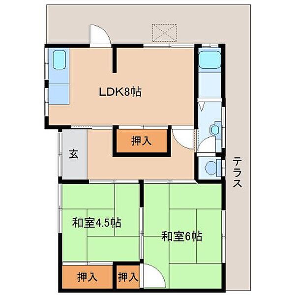 奥田貸家 ｜奈良県奈良市大森西町(賃貸一戸建2LDK・1階・44.50㎡)の写真 その2