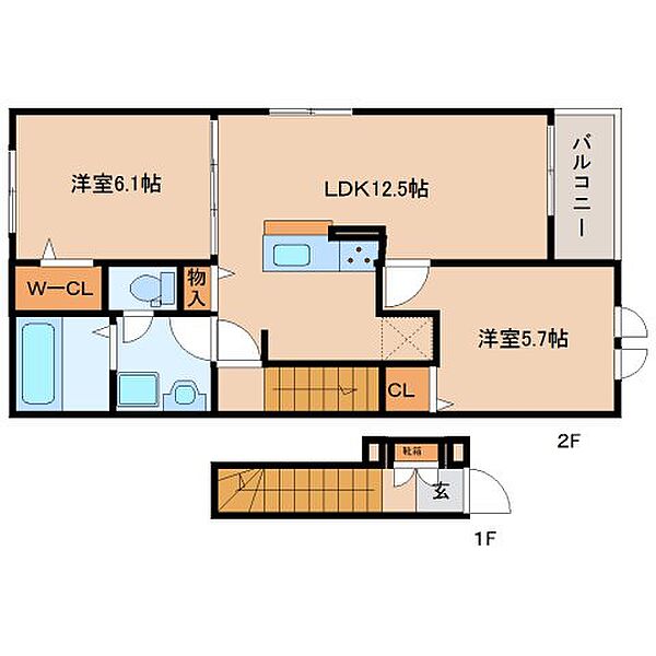 エスペランサ ｜京都府木津川市山城町平尾茶屋前(賃貸アパート2LDK・2階・56.44㎡)の写真 その2