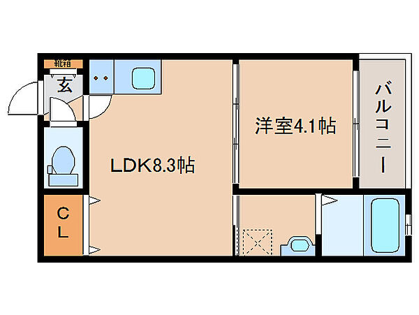 Speciale杉ヶ町 204｜奈良県奈良市杉ヶ町(賃貸アパート1LDK・2階・30.01㎡)の写真 その2