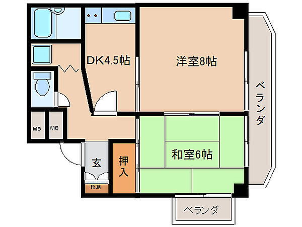 奈良県奈良市北之庄町(賃貸マンション2DK・3階・39.24㎡)の写真 その2