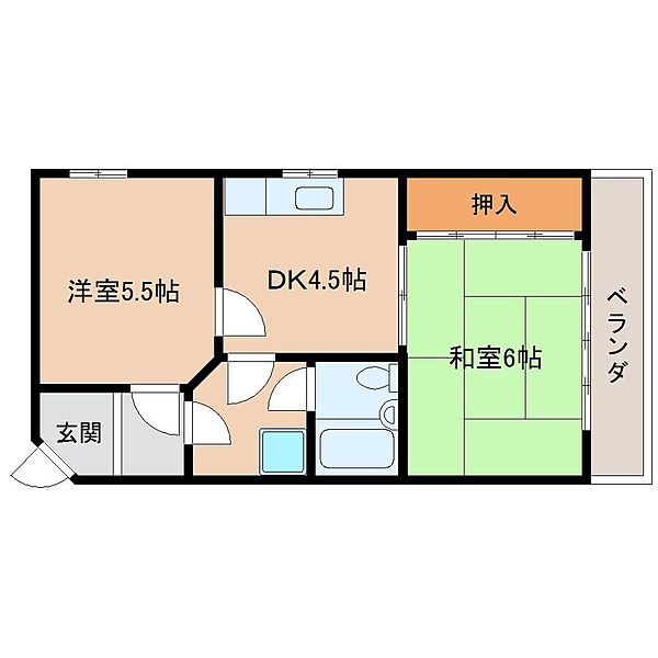 奈良県生駒市山崎新町(賃貸マンション2DK・3階・48.60㎡)の写真 その2