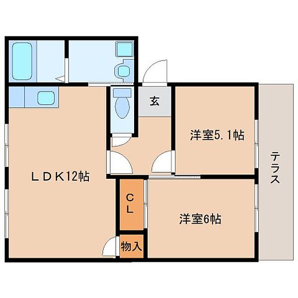 奈良県奈良市七条1丁目(賃貸アパート2LDK・2階・47.00㎡)の写真 その2