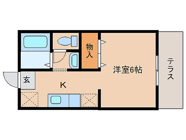 リバーハウス 102｜奈良県橿原市新口町(賃貸アパート1R・1階・23.77㎡)の写真 その2