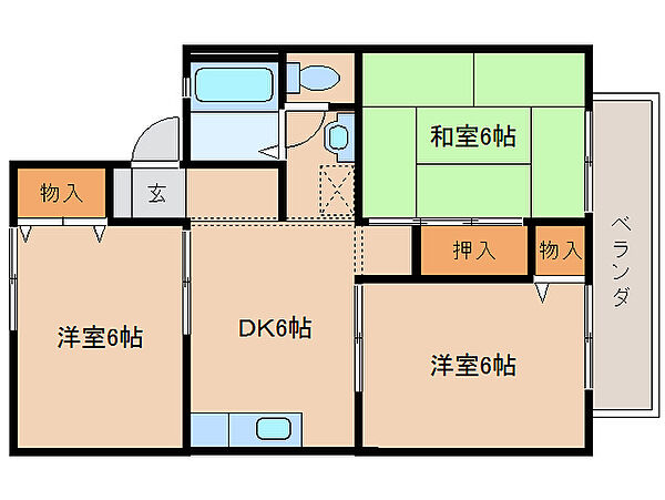 メゾンクレールＡ棟 202｜奈良県磯城郡田原本町大字秦庄(賃貸アパート3DK・2階・52.00㎡)の写真 その2