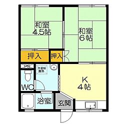 コーポ脇田 2Kの間取図画像