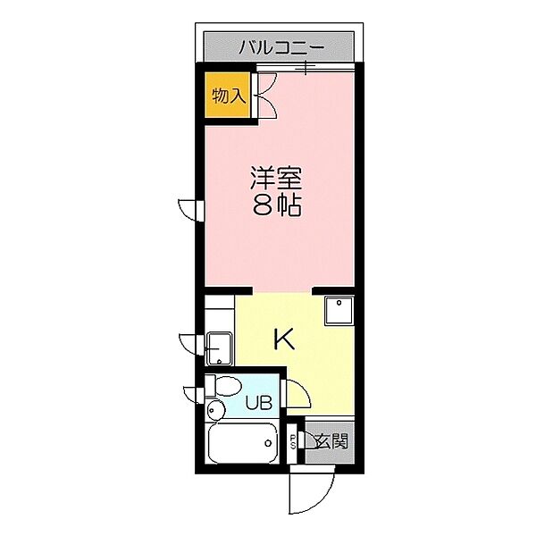 メゾンドサフラン 208｜鳥取県米子市天神町2丁目(賃貸マンション1K・2階・25.50㎡)の写真 その2