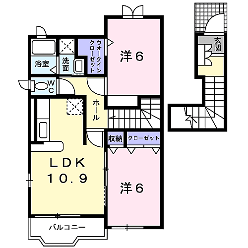 グレイスフルII 201｜鳥取県米子市車尾3丁目(賃貸アパート2LDK・2階・59.28㎡)の写真 その2