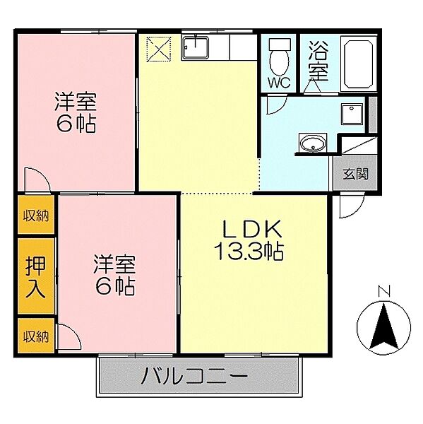 エイトタイム 203｜鳥取県米子市皆生5丁目(賃貸アパート2LDK・2階・55.88㎡)の写真 その2