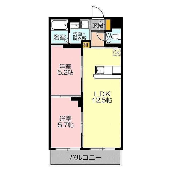 シティメディアVIII 203｜鳥取県米子市東福原5丁目(賃貸マンション2LDK・1階・48.01㎡)の写真 その2