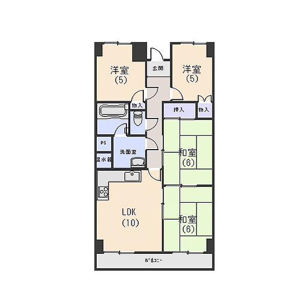 コープ錦町マンション 304｜鳥取県米子市錦町3丁目(賃貸マンション4LDK・3階・69.85㎡)の写真 その2