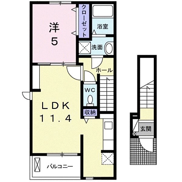 スマイルハウス　Ａ 201｜鳥取県米子市陽田町(賃貸アパート1LDK・2階・42.47㎡)の写真 その2
