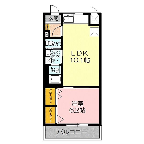 ピアコートＢ 2-J｜鳥取県米子市博労町3丁目(賃貸マンション1LDK・2階・40.02㎡)の写真 その2