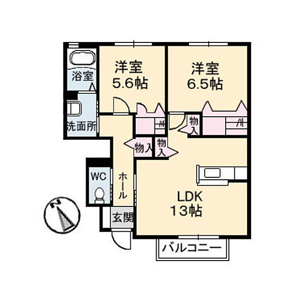 アローバレー 102｜鳥取県米子市上後藤7丁目(賃貸アパート2LDK・1階・61.70㎡)の写真 その2
