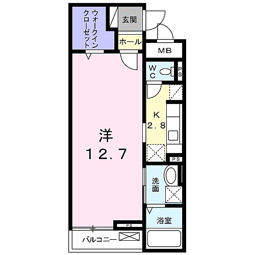 エレガントヴィエI 205｜鳥取県米子市旗ヶ崎6丁目(賃貸マンション1K・2階・39.32㎡)の写真 その2