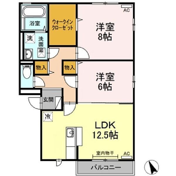 リビングタウン皆生新田Ｂ棟 202｜鳥取県米子市皆生新田2丁目(賃貸アパート2LDK・2階・67.53㎡)の写真 その2