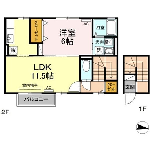 ファインシークＢ棟 201｜鳥取県米子市米原2丁目(賃貸アパート1LDK・2階・50.39㎡)の写真 その2