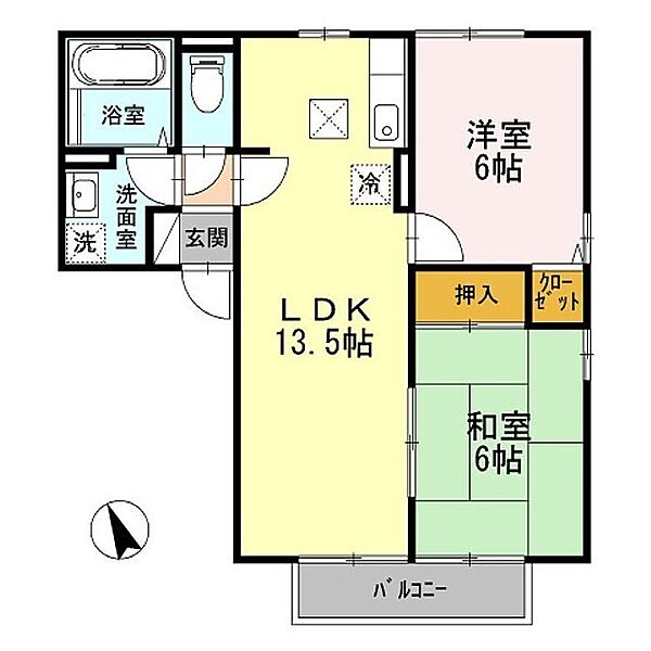 ロワール福原Ｃ棟 103｜鳥取県米子市西福原5丁目(賃貸アパート2LDK・1階・55.33㎡)の写真 その2