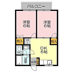 ニューレックアピオン2 2DKの間取図画像