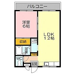 ペルル渡辺 1LDKの間取図画像