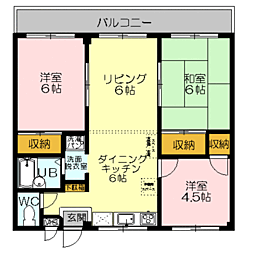 レックハウス・ナガトウB 3LDKの間取図画像