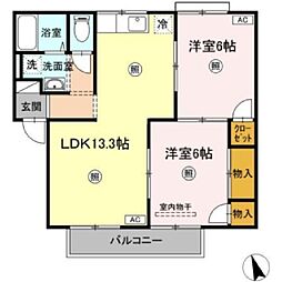 セジュールサバスC 2LDKの間取図画像