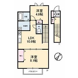 BEL・POSTO 2DKの間取図画像