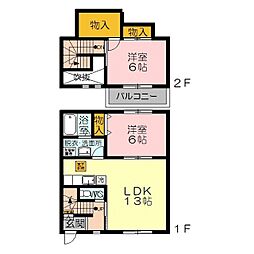 テンダーグリーンC 2LDKの間取図画像