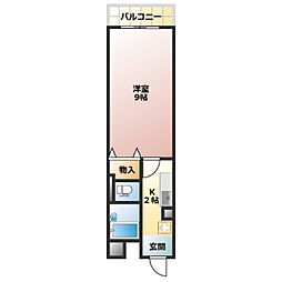 三記マンション久米町 1Kの間取図画像