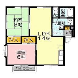 プラースモトイケA 2LDKの間取図画像