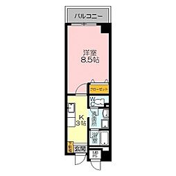 三記マンション杏 1Kの間取図画像