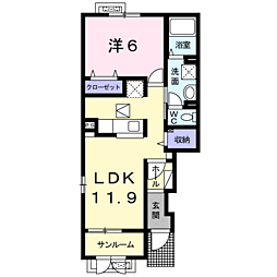 リュミエール・デュ・ソレイユC 1LDKの間取図画像