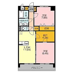 エステートサンフレッシュ 2LDKの間取図画像
