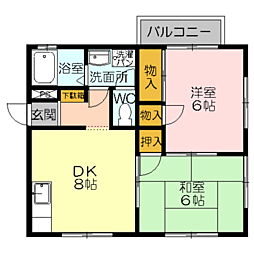 パルティシオン 2DKの間取図画像