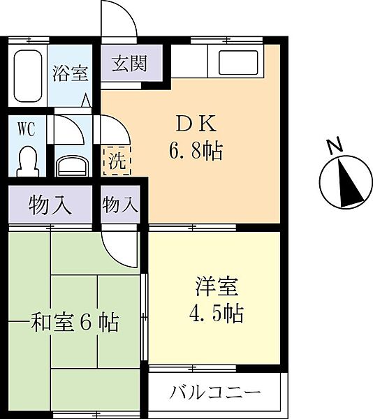 永井ハイツ 0201｜茨城県守谷市御所ケ丘2丁目(賃貸アパート2DK・2階・37.26㎡)の写真 その2