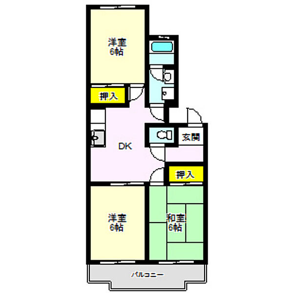 エーユーソフィア 105｜群馬県高崎市江木町(賃貸マンション3DK・1階・57.35㎡)の写真 その2