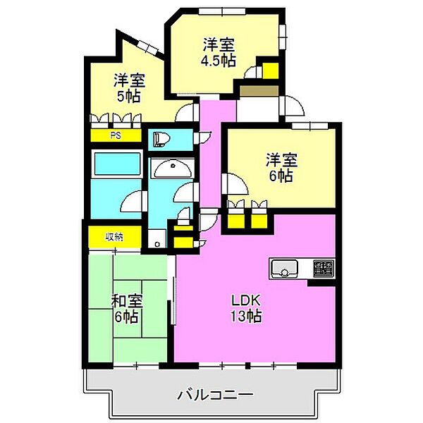 ナイスグランソレイユ高崎1203 1203｜群馬県高崎市上中居町(賃貸マンション4LDK・12階・72.27㎡)の写真 その2