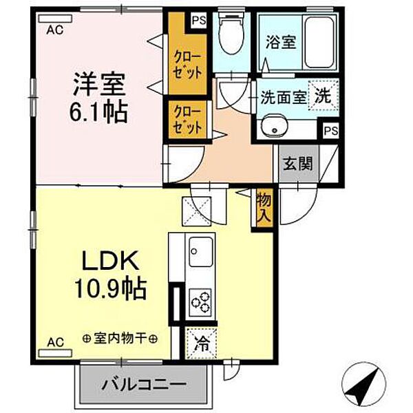 エヴァーヒルズ 102｜群馬県高崎市八千代町3丁目(賃貸アパート1LDK・1階・42.12㎡)の写真 その2