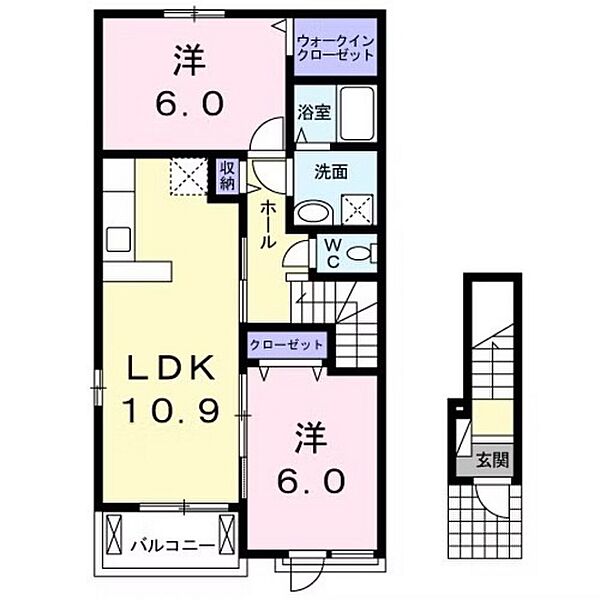 プリートデーア 201｜群馬県高崎市菅谷町(賃貸アパート2LDK・2階・57.21㎡)の写真 その2