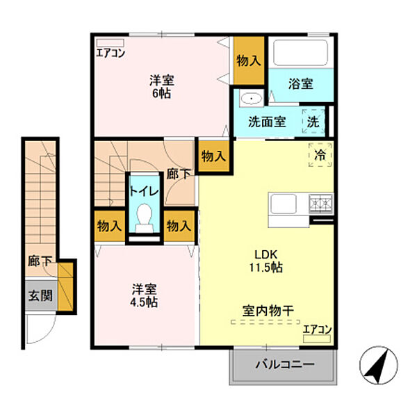 アンジュ 202｜群馬県高崎市八千代町4丁目(賃貸アパート2LDK・2階・57.52㎡)の写真 その2