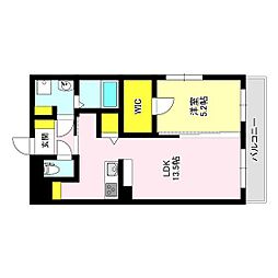 エクセルスクエアレジデンス 3階1LDKの間取り